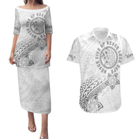 Brain Cancer Warrior Couples Matching Puletasi and Hawaiian Shirt Never Give Up