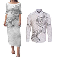 Brain Cancer Warrior Couples Matching Puletasi and Long Sleeve Button Shirt Never Give Up