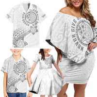 Brain Cancer Warrior Family Matching Off Shoulder Short Dress and Hawaiian Shirt Never Give Up