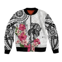 White Polynesian Hammerhead Shark Tribal Pattern Bomber Jacket