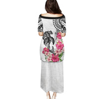 White Polynesian Hammerhead Shark Tribal Pattern Puletasi LT05 - Polynesian Pride