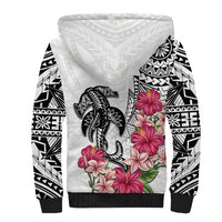 White Polynesian Hammerhead Shark Tribal Pattern Sherpa Hoodie