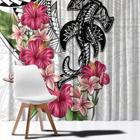 White Polynesian Hammerhead Shark Tribal Pattern Window Curtain