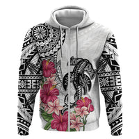 White Polynesian Hammerhead Shark Tribal Pattern Zip Hoodie