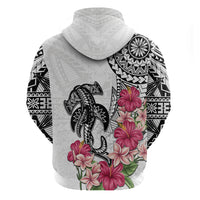 White Polynesian Hammerhead Shark Tribal Pattern Zip Hoodie