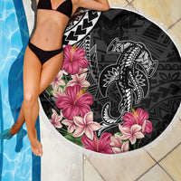 Black Polynesian Hammerhead Shark Tribal Pattern Beach Blanket