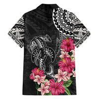 Black Polynesian Hammerhead Shark Tribal Pattern Family Matching Short Sleeve Bodycon Dress and Hawaiian Shirt