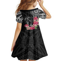 Black Polynesian Hammerhead Shark Tribal Pattern Family Matching Tank Maxi Dress and Hawaiian Shirt