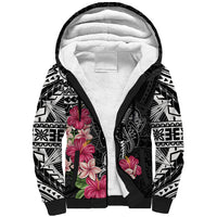 Black Polynesian Hammerhead Shark Tribal Pattern Sherpa Hoodie