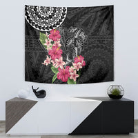 Black Polynesian Hammerhead Shark Tribal Pattern Tapestry