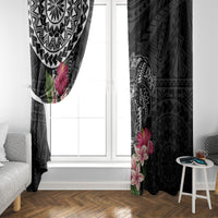 Black Polynesian Hammerhead Shark Tribal Pattern Window Curtain