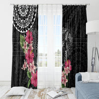 Black Polynesian Hammerhead Shark Tribal Pattern Window Curtain