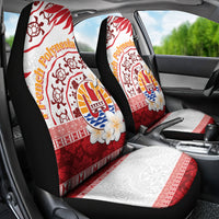French Polynesia Internal Autonomy Day Car Seat Cover Tropical Hibiscus And Turtle Pattern