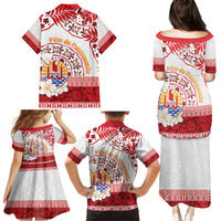 French Polynesia Internal Autonomy Day Family Matching Puletasi and Hawaiian Shirt Tropical Hibiscus And Turtle Pattern