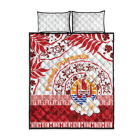 French Polynesia Internal Autonomy Day Quilt Bed Set Tropical Hibiscus And Turtle Pattern
