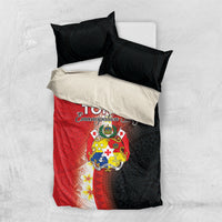 Tonga Emancipation Day Bedding Set Tongan Ngatu Pattern With Plumeria