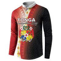 Personalised Tonga Emancipation Day Button Sweatshirt Tongan Ngatu Pattern With Plumeria