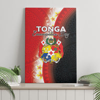 Tonga Emancipation Day Canvas Wall Art Tongan Ngatu Pattern With Plumeria