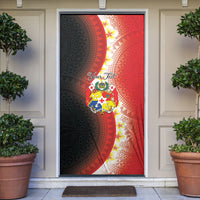 Personalised Tonga Emancipation Day Door Cover Tongan Ngatu Pattern With Plumeria