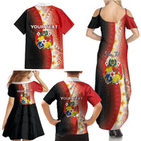 Personalised Tonga Emancipation Day Family Matching Summer Maxi Dress and Hawaiian Shirt Tongan Ngatu Pattern With Plumeria