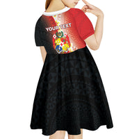 Personalised Tonga Emancipation Day Kid Short Sleeve Dress Tongan Ngatu Pattern With Plumeria LT05 - Polynesian Pride