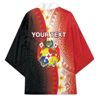 Personalised Tonga Emancipation Day Kimono Tongan Ngatu Pattern With Plumeria