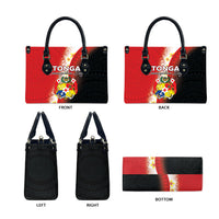Tonga Emancipation Day Leather Bag Tongan Ngatu Pattern With Plumeria