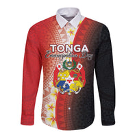 Personalised Tonga Emancipation Day Long Sleeve Button Shirt Tongan Ngatu Pattern With Plumeria