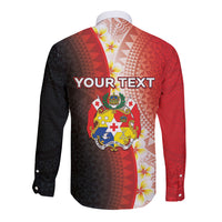 Personalised Tonga Emancipation Day Long Sleeve Button Shirt Tongan Ngatu Pattern With Plumeria