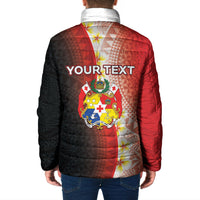Personalised Tonga Emancipation Day Padded Jacket Tongan Ngatu Pattern With Plumeria
