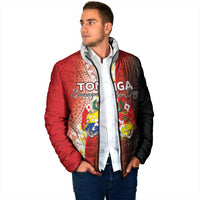 Personalised Tonga Emancipation Day Padded Jacket Tongan Ngatu Pattern With Plumeria