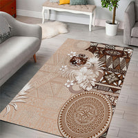 Tonga Ngatu Motifs Area Rug With Coat Of Arms Beige LT05 - Polynesian Pride