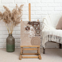 Tonga Ngatu Motifs Canvas Wall Art With Coat Of Arms Beige LT05 - Polynesian Pride