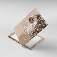 Tonga Ngatu Motifs Canvas Wall Art With Coat Of Arms Beige LT05 With Frame Beige - Polynesian Pride