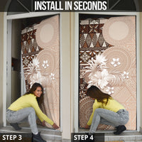 Tonga Ngatu Motifs Door Cover With Coat Of Arms Beige