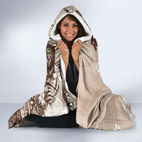 Tonga Ngatu Motifs Hooded Blanket With Coat Of Arms Beige