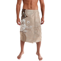 Tonga Ngatu Motifs Lavalava With Coat Of Arms Beige