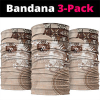 Tonga Ngatu Motifs Neck Gaiter With Coat Of Arms Beige LT05 package One Size: 25*50cm Beige - Polynesian Pride