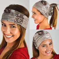 Tonga Ngatu Motifs Neck Gaiter With Coat Of Arms Beige LT05 - Polynesian Pride