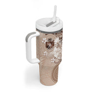 Tonga Ngatu Motifs Tumbler With Handle With Coat Of Arms Beige