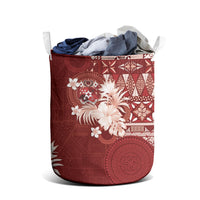 Tonga Ngatu Motifs Laundry Basket With Coat Of Arms Red