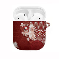 Tonga Ngatu Motifs AirPods Case With Coat Of Arms Red LT05 Red - Polynesian Pride