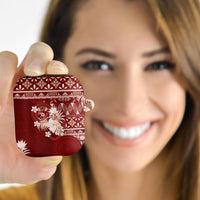 Tonga Ngatu Motifs AirPods Case With Coat Of Arms Red LT05 - Polynesian Pride