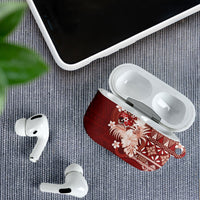 Tonga Ngatu Motifs AirPods Case With Coat Of Arms Red LT05 - Polynesian Pride