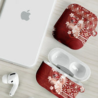 Tonga Ngatu Motifs AirPods Case With Coat Of Arms Red LT05 - Polynesian Pride