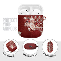 Tonga Ngatu Motifs AirPods Case With Coat Of Arms Red LT05 - Polynesian Pride