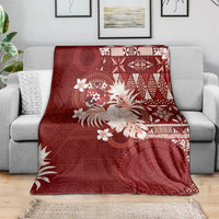 Tonga Ngatu Motifs Blanket With Coat Of Arms Red