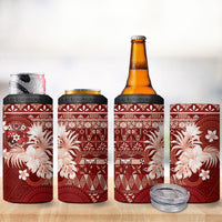 Tonga Ngatu Motifs 4 in 1 Can Cooler Tumbler With Coat Of Arms Red LT05 - Polynesian Pride