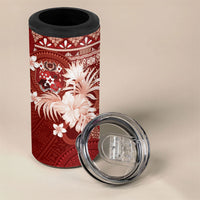 Tonga Ngatu Motifs 4 in 1 Can Cooler Tumbler With Coat Of Arms Red LT05 - Polynesian Pride