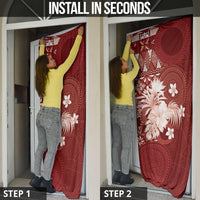 Tonga Ngatu Motifs Door Cover With Coat Of Arms Red